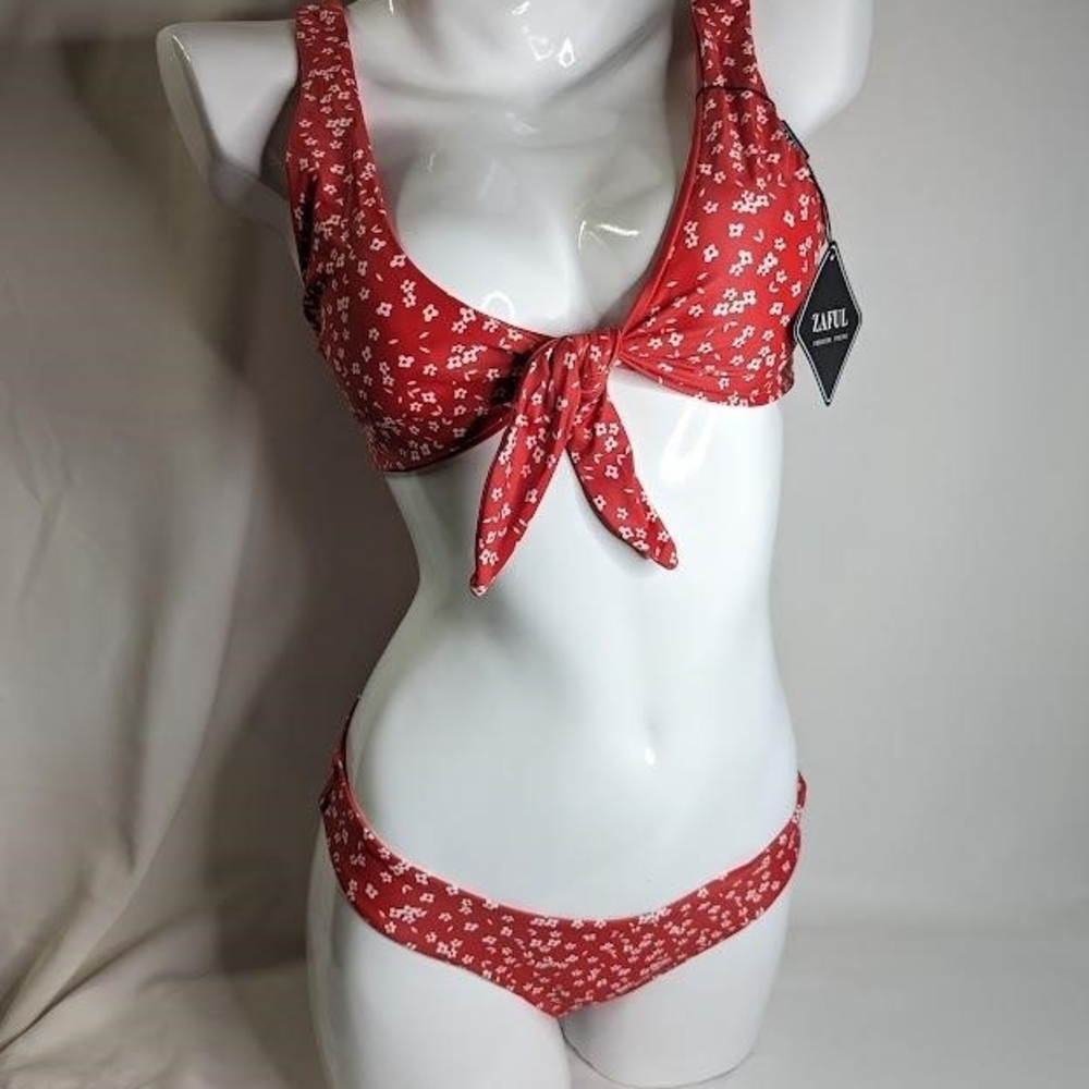 Zaful Red Floral Bikini Set